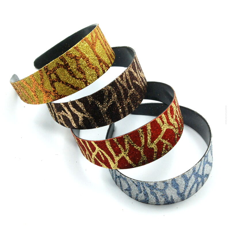 OPASKI DO WŁOSÓW SZEROKIE OZDOBNE BROKATOWE 4 SZTUKI                     (5201 SAM)