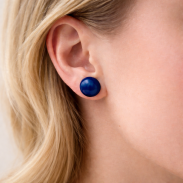 KLASYCZNE OWALNE GRANATOWE KOLCZYKI 0602-200 - 2