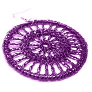 KOLCZYKI  KOŁA OBSZYTE FIOLETOWĄ NITKĄ (2617-1 SAH) - 2
