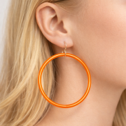 KOLCZYKI KOŁA DUŻE PLASTIKOWE POMARAŃCZOWE (0605-109 sh) - 2