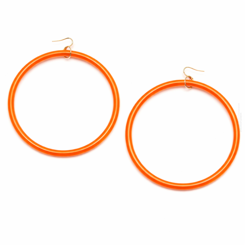 KOLCZYKI KOŁA DUŻE PLASTIKOWE POMARAŃCZOWE (0605-109 sh)