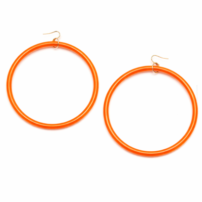 KOLCZYKI KOŁA DUŻE PLASTIKOWE POMARAŃCZOWE (0605-109 sh)