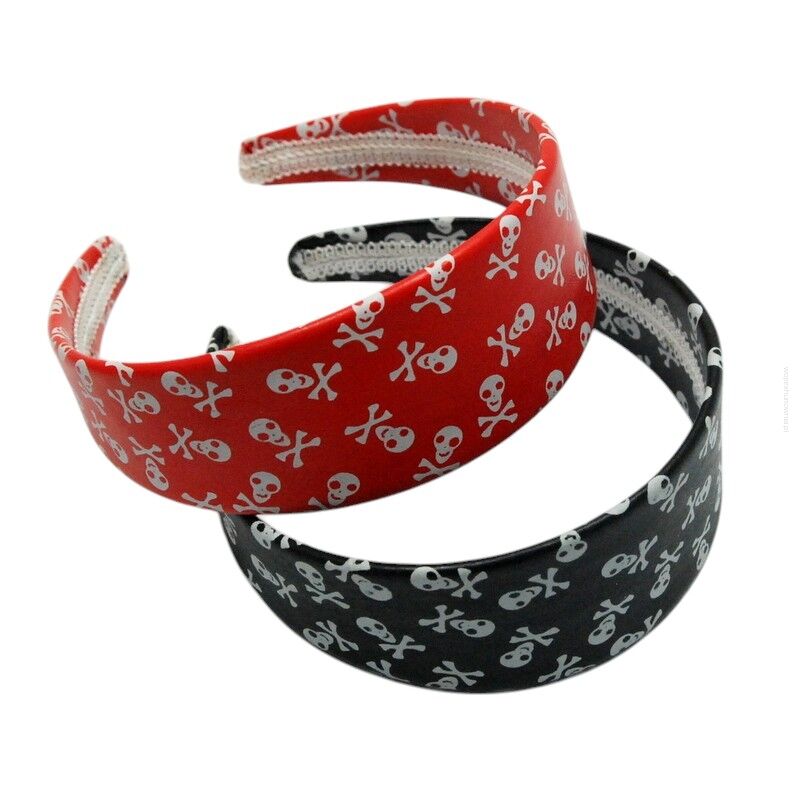 OPASKI DO WŁOSÓW SZEROKIE KOLOROWE 6 SZTUK CZASZKI (7796-1 SAM)