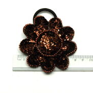 GUMKI DO WŁOSÓW OZDOBNE BRĄZOWE Z CEKINAMI (2 SZTUKI) 0214-506 - 3