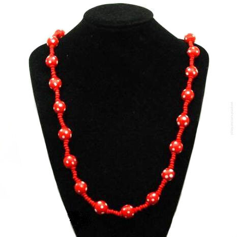 KORALE BIAŁO-CZERWONE DŁUGIE 0611-193