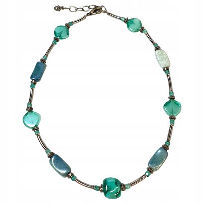NASZYJNIK CANTO TURKUSOWO-ZIELONY SRERNE ELEMENTY ELEGANCKI 47 CM(CANTO-N-7)