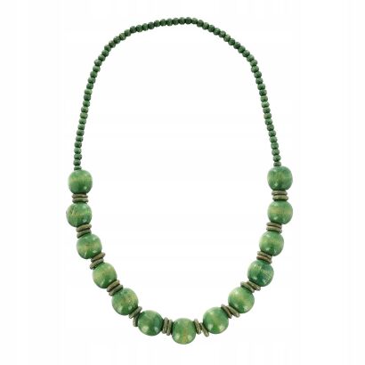 KORALE DAMSKIE DREWNIANE NA GUMCE ZIELONE                                                                      ( 0613-1001SAHG)