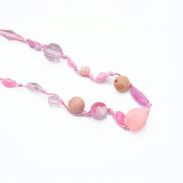 NASZYJNIK / KORALE RÓŻOWE NA SZNURECZKACH                                                                   0612-1059 - 2
