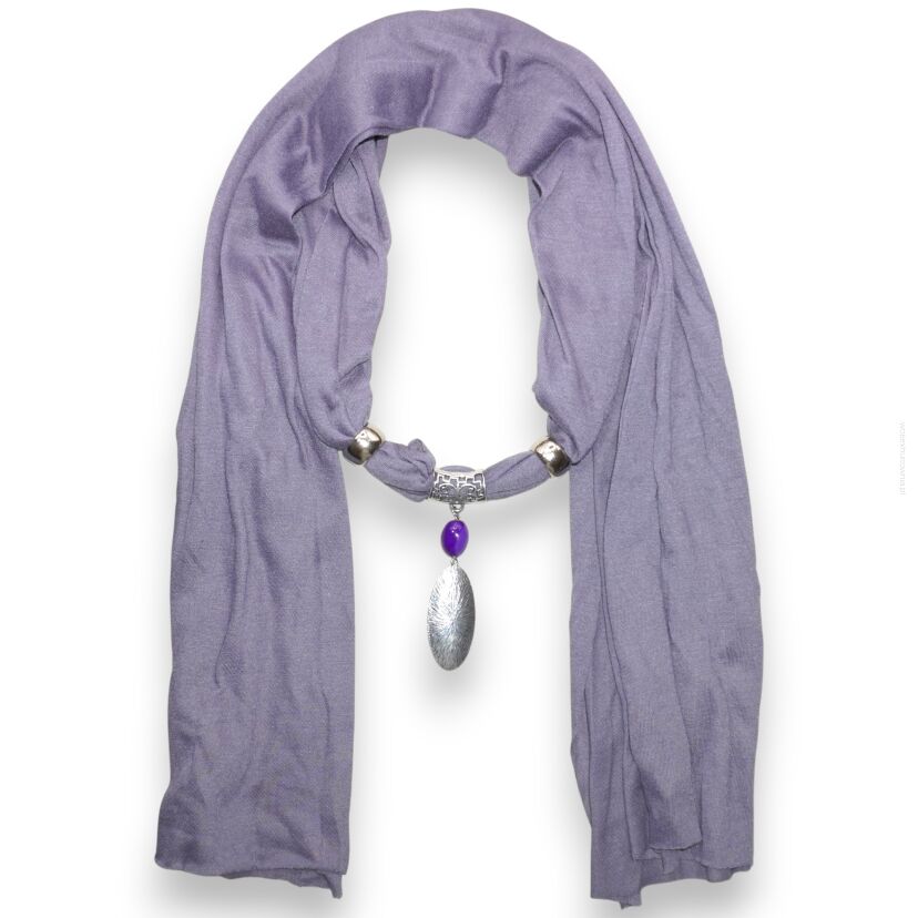 SZAL DAMSKI SZARYZ WISZĄCYMI ELEMENTAMI                                               (SZAL-39 SAU)