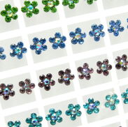 KOLCZYKI NA PALETCE (36 PAR) KWIATKI Z DŻETAMI KOLOROWE 0738-66 - 2