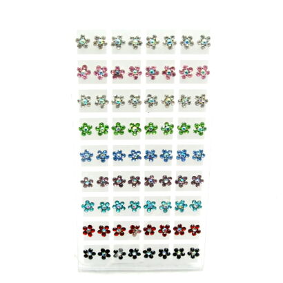 KOLCZYKI NA PALETCE (36 PAR) KWIATKI Z DŻETAMI KOLOROWE 0738-66