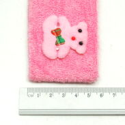 OPASKA NA GŁOWĘ Z FROTY RÓŻOWA MIŚ I KWIATKI 0176-44 - 2