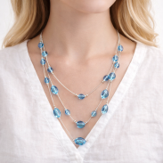 NASZYJNIK/ KORALE DŁUGIE WISZĄCE NIEBIESKIE 0665-22 - 2