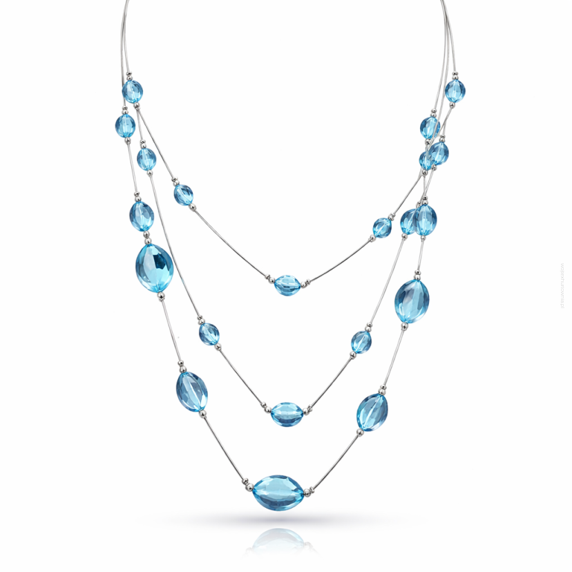 NASZYJNIK/ KORALE DŁUGIE WISZĄCE NIEBIESKIE 0665-22