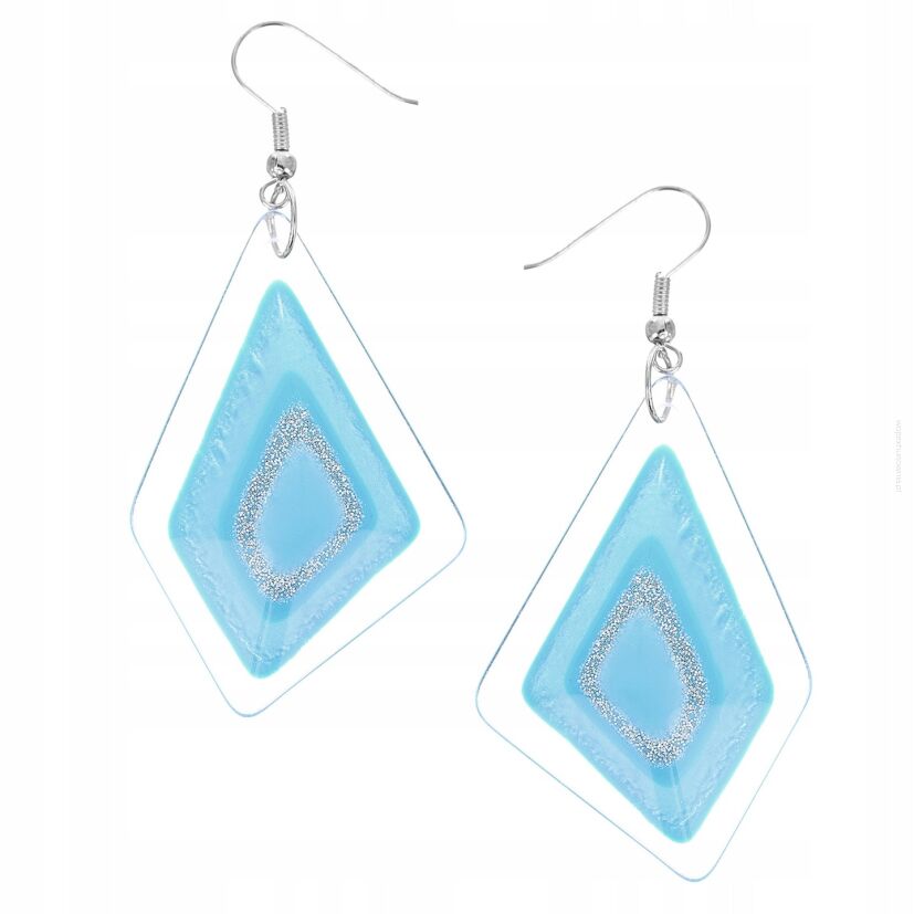 KOLCZYKI PLASTIKOWE WISZĄCE NIEBIESKIE                                           (0665-1012)