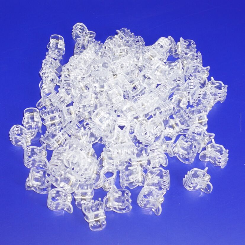 SZCZĘKI DO WŁOSÓW KRABIKI/ŻABKI TRANSPARENTNE 100 SZTUK                              (0146/T/100)