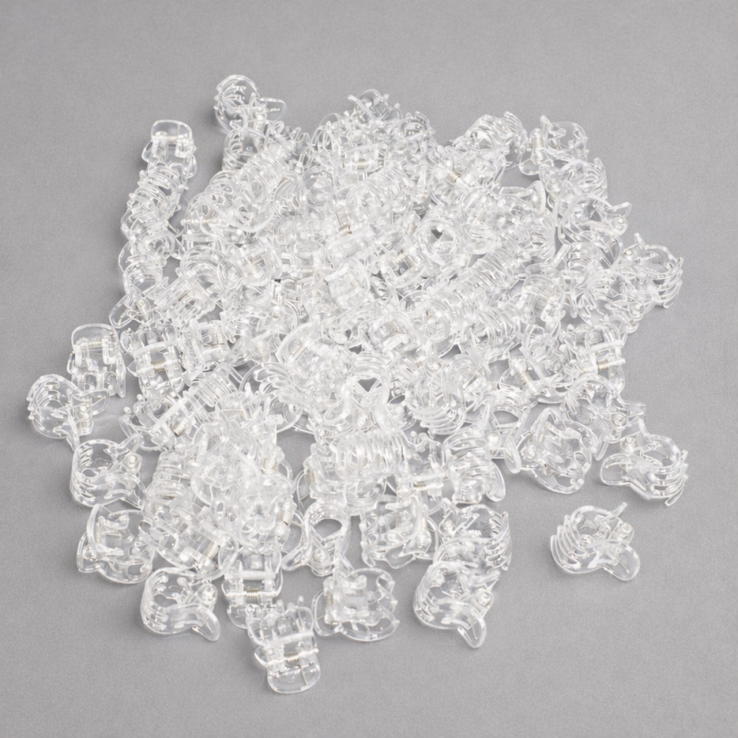 KRABIKI/ŻABKI DO WŁOSÓW TRANSPARENTNE MINI 50 SZTUK                              (0146/T/50)