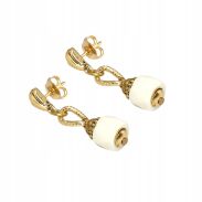 KOLCZYKI CANTO WISZĄCE ZŁOTE Z KOLOROWYMI KORALIKAMI 3 CM      (7533-13 SA) - 2