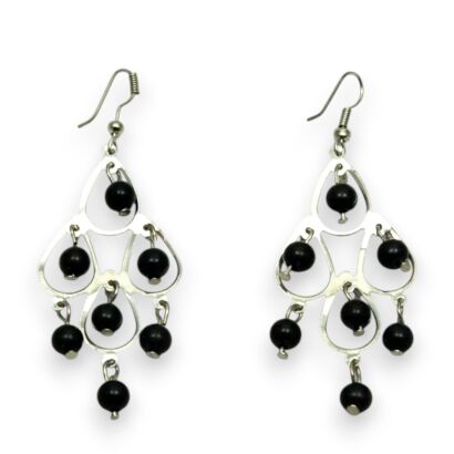 KOLCZYKI WISZĄCE Z KORALIKAMI                     (0615-177 S)