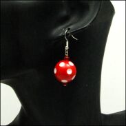 KOLCZYKI KULKI CZERWONE W BIAŁE KROPKI  PIN-UP 0608-21 - 2