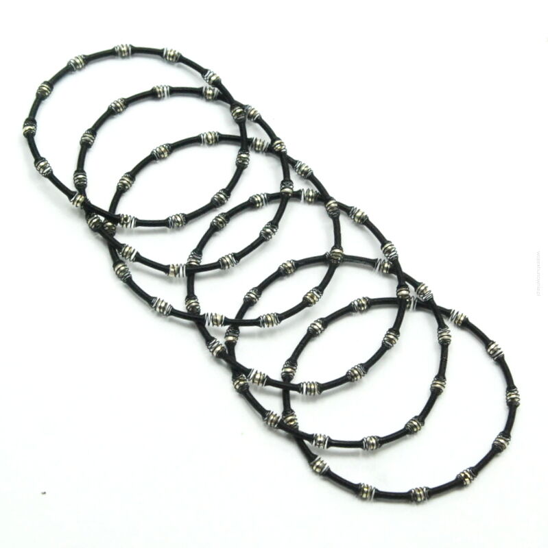 BRANSOLETKI METALOWE SPRĘŻYNKI CZARNE 6 SZTUK                  (1416-5 SAM)