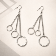 KOLCZYKI KOŁA WISZĄCE W KOLORZE SREBRNYM  0605-61 - 3