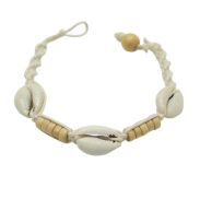 BRANSOLETKA ROZPINANA NA SZNURECZKU Z MUSZELKAMI                                  (7371 SAM) - 2