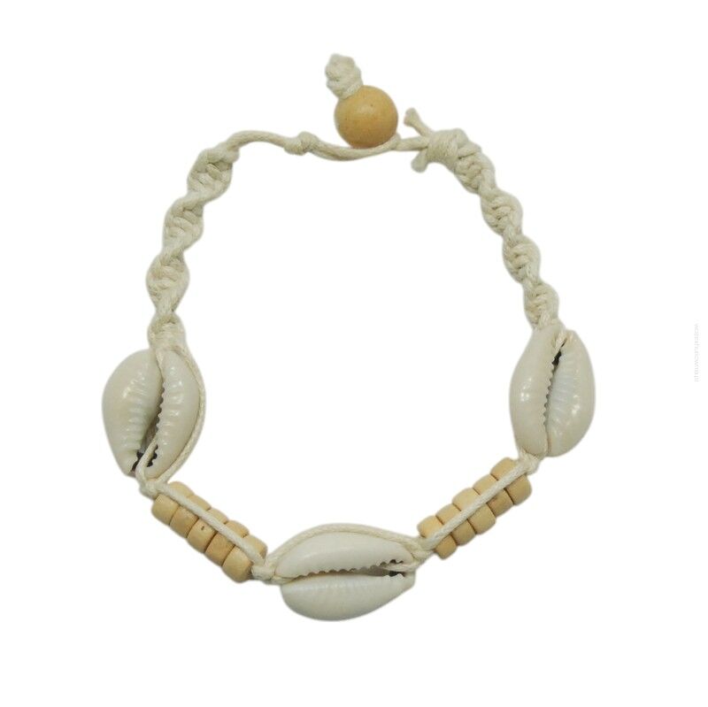 BRANSOLETKA ROZPINANA NA SZNURECZKU Z MUSZELKAMI                                  (7371 SAM)