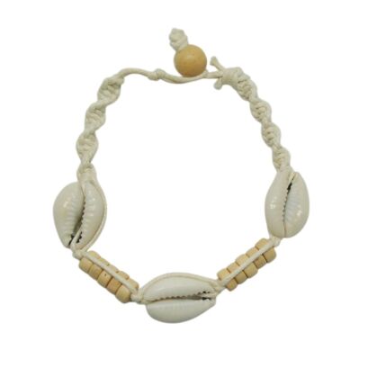 BRANSOLETKA ROZPINANA NA SZNURECZKU Z MUSZELKAMI                                  (7371 SAM)