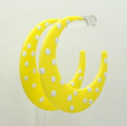 KOLCZYKI KOŁA ŻÓŁTE W BIAŁE KROPKI                                                                                0608-560 - 2
