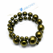 BRANSOLETKA Z PEREŁEK ROZCIĄGANA, ZIELONA JABLONEX (BRPR-37 SAH) - 2