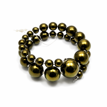 BRANSOLETKA Z PEREŁEK ROZCIĄGANA, ZIELONA JABLONEX (BRPR-37 SAH)