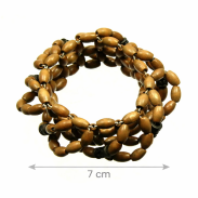 BRANSOLETKA Z DREWNIANYMI KORALIKAM NA GUMCE BEŻOWA ( 0665-535 SAM) - 3