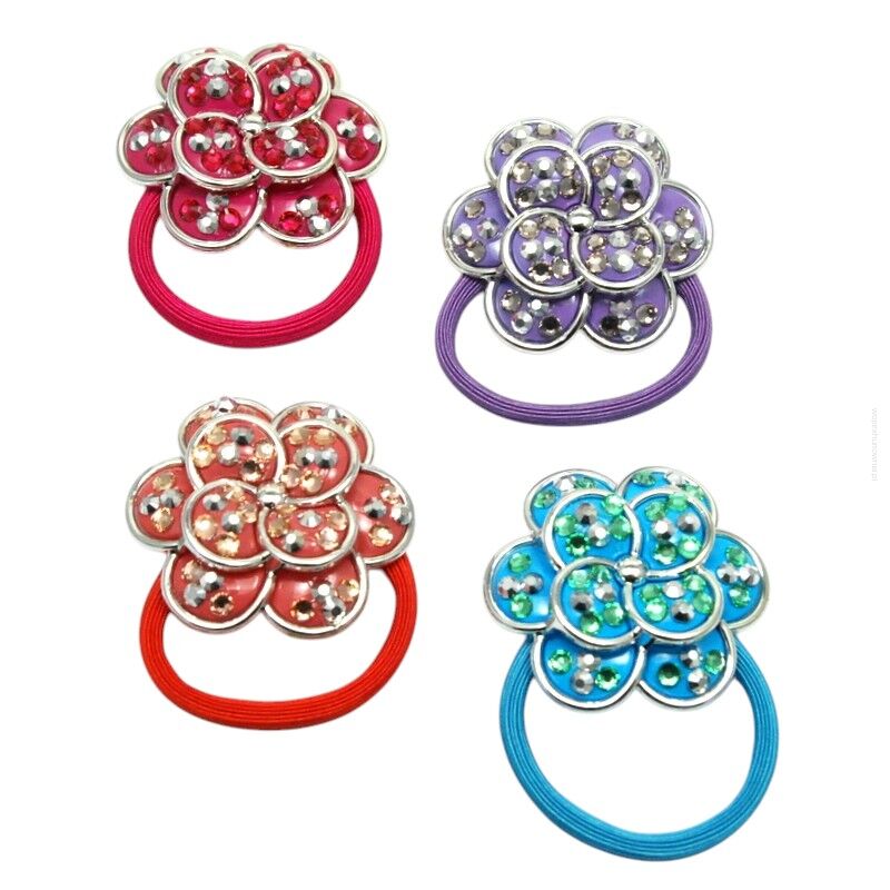 GUMKI DO WŁOSÓW OZDOBNE Z KWIATKIEM 4 SZTUKI                         (6000 SAMF)