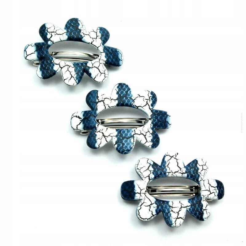 KLAMRY / AUTOMATY DO WŁOSÓW NIEBIESKO-BIAŁE 3 SZTUKI                           (KLD-144 SAH)