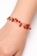BRANSOLETKA ROZPINANA Z DROBNYMI CZERWONYMI ZAWIESZKAMI                                   (7W296-4 SAM4) - 2