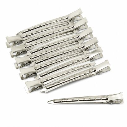 KLIPSY FRYZJERSKIE METALOWE 9 CM Z DZIURKAMI 12 SZTUK (85239/12)