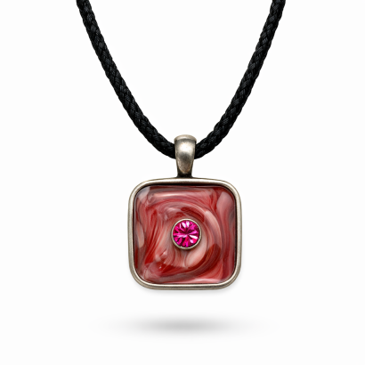 WISIOREK BOHO ETNO KWADRATOWY BRĄZOWY Z RÓŻOWĄ CYRKONIĄ 0637-01