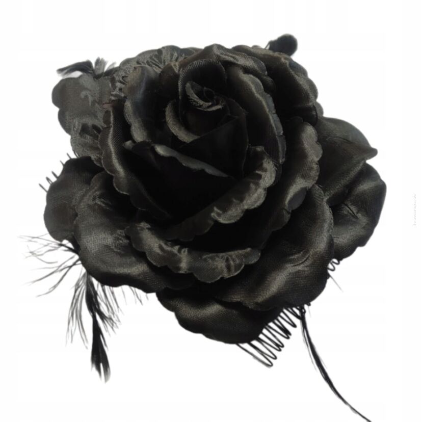 GRZEBIEŃ Z OZDOBNYM KWIATEM / BROSZKĄ ROZCIĄGANY ZA POMOCĄ GUMEK