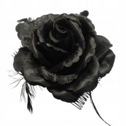 GRZEBIEŃ Z OZDOBNYM KWIATEM / BROSZKĄ ROZCIĄGANY ZA POMOCĄ GUMEK