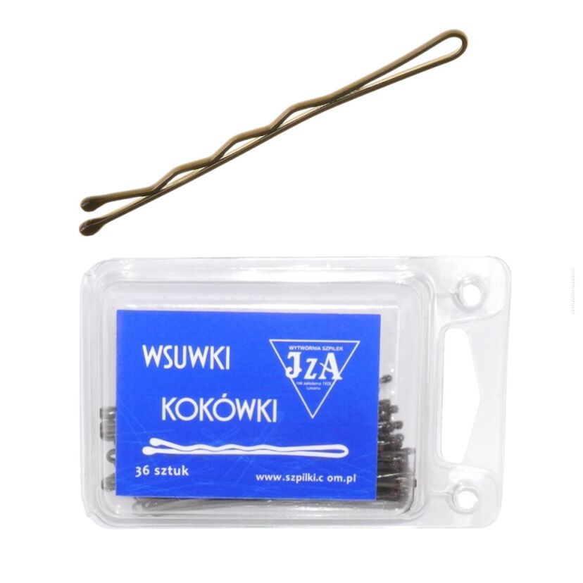 WSUWKI DO WŁOSÓW IZA KARBOWANE BRĄZOWE 6 CM 2 KULKI 36 SZTUK                                   (316/36)