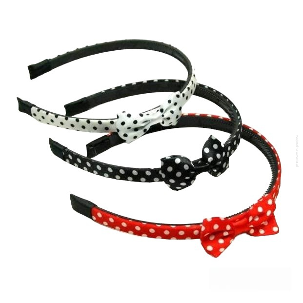 OPASKI DO WŁOSÓW KOKARDKI W KROPKI 12 SZTUK (0193-56 SA)