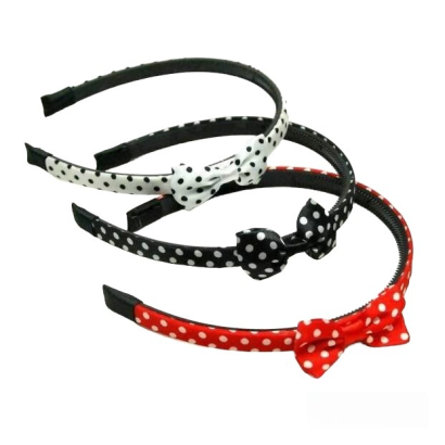 OPASKI DO WŁOSÓW KOKARDKI W KROPKI 12 SZTUK (0193-56 SA)