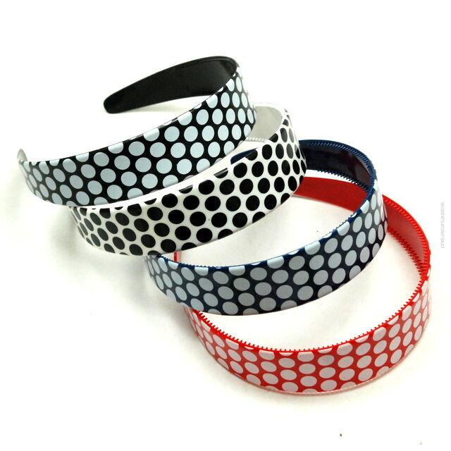 OPASKI DO WŁOSÓW SZEROKIE W KROPKI 4 SZTUKI ( 0589 SA)
