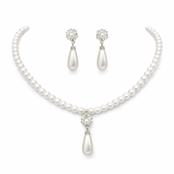 KOMPLET BIŻUTERII KORALE PEREŁKI + KOLCZYKI                               (0646-16 SAM C)