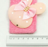 OPASKA NA GŁOWĘ Z FROTY RÓŻOWA KRÓLIK I KWIATKI 0176-4 - 2