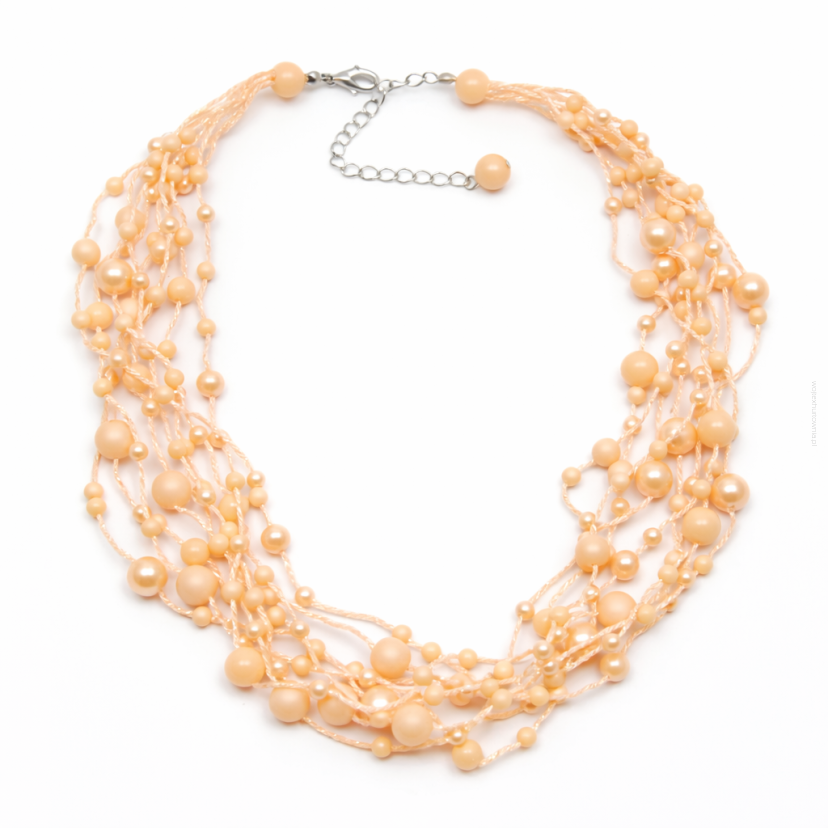 NASZYJNIK / WISIOREK Z BRZOSKWINIOWYMI KORALIKAMI (N-029/58/9R A SAM C)