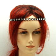 Opaska do włosów z cyrkoniami czarna cienka elegancka 0314-39 - 3