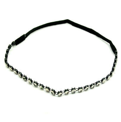 Opaska do włosów z cyrkoniami czarna cienka elegancka 0314-39