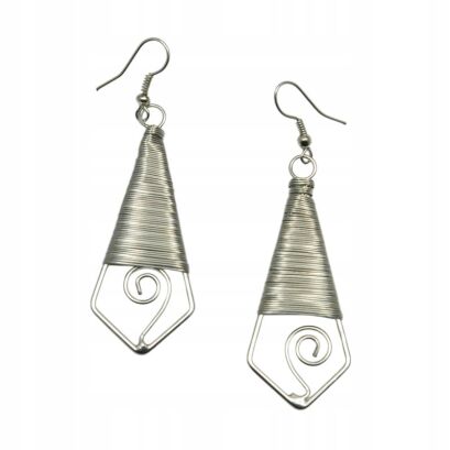 KOLCZYKI METALOWE WISZĄCE "DRUCIKI" W SREBRNYM KOLORZE                  (0611-1065 SA)